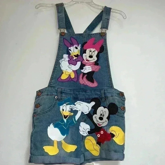 Custom Disney Appliqué Short Overalls - Picture 1 of 12